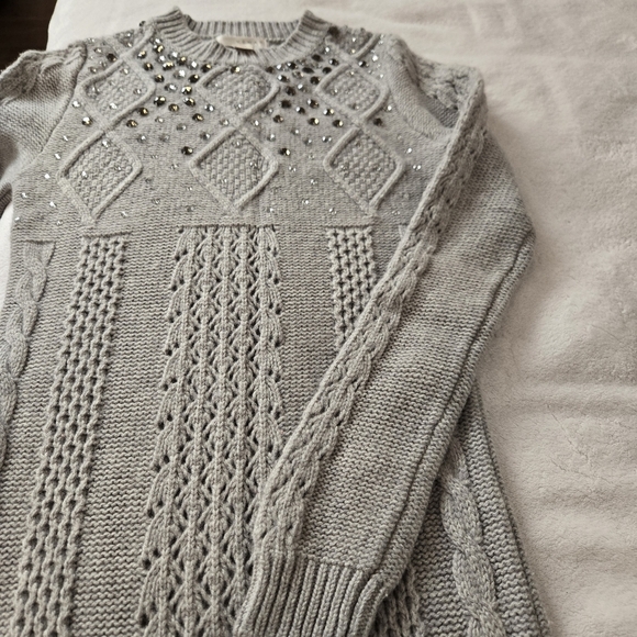 Kenar Gray 100% Merino Wool Sweater Dress with Embellishments size XS - Picture 4 of 10